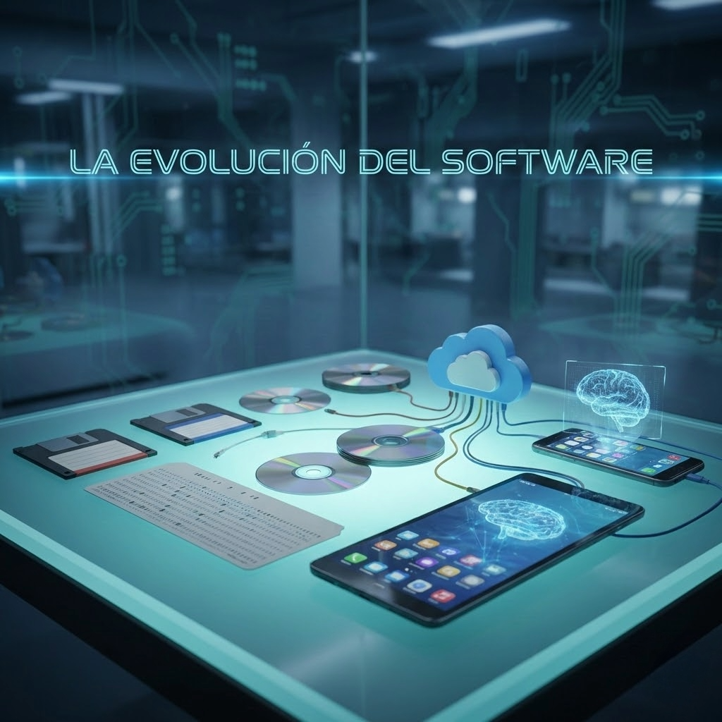 Historical progression from physical punch card workflows to symbolic software programming methods