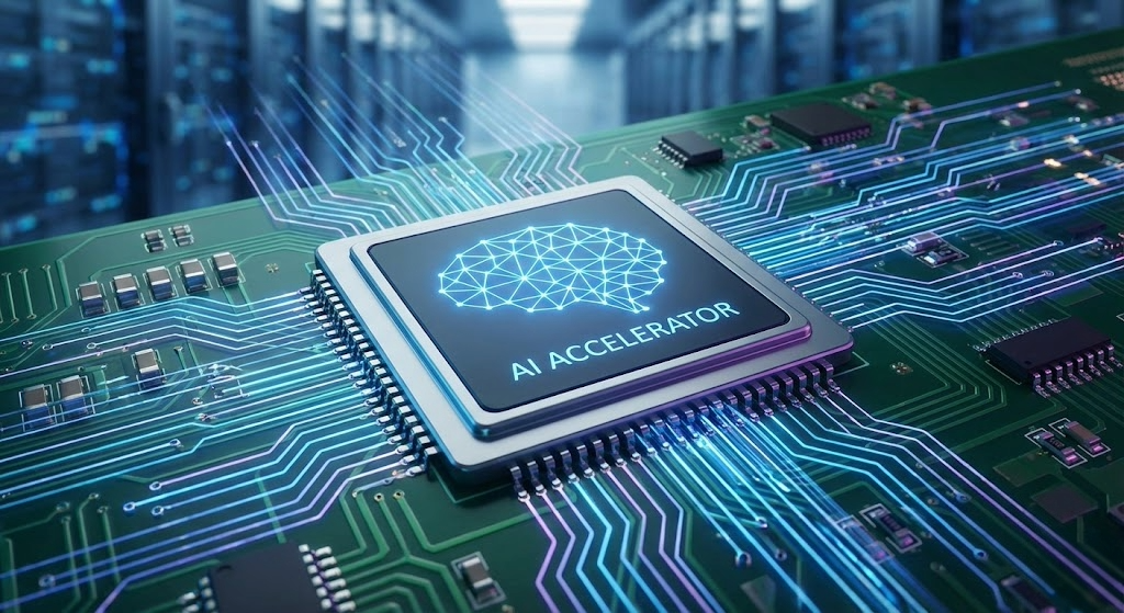 AI chip on a circuit board